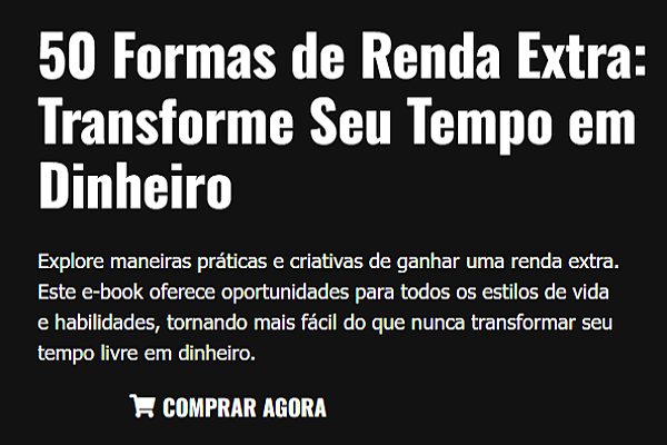 E-book 50 Formas de Renda Extra: Transforme Seu Tempo em Dinheiro