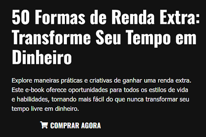 E-book 50 Formas de Renda Extra: Transforme Seu Tempo em Dinheiro