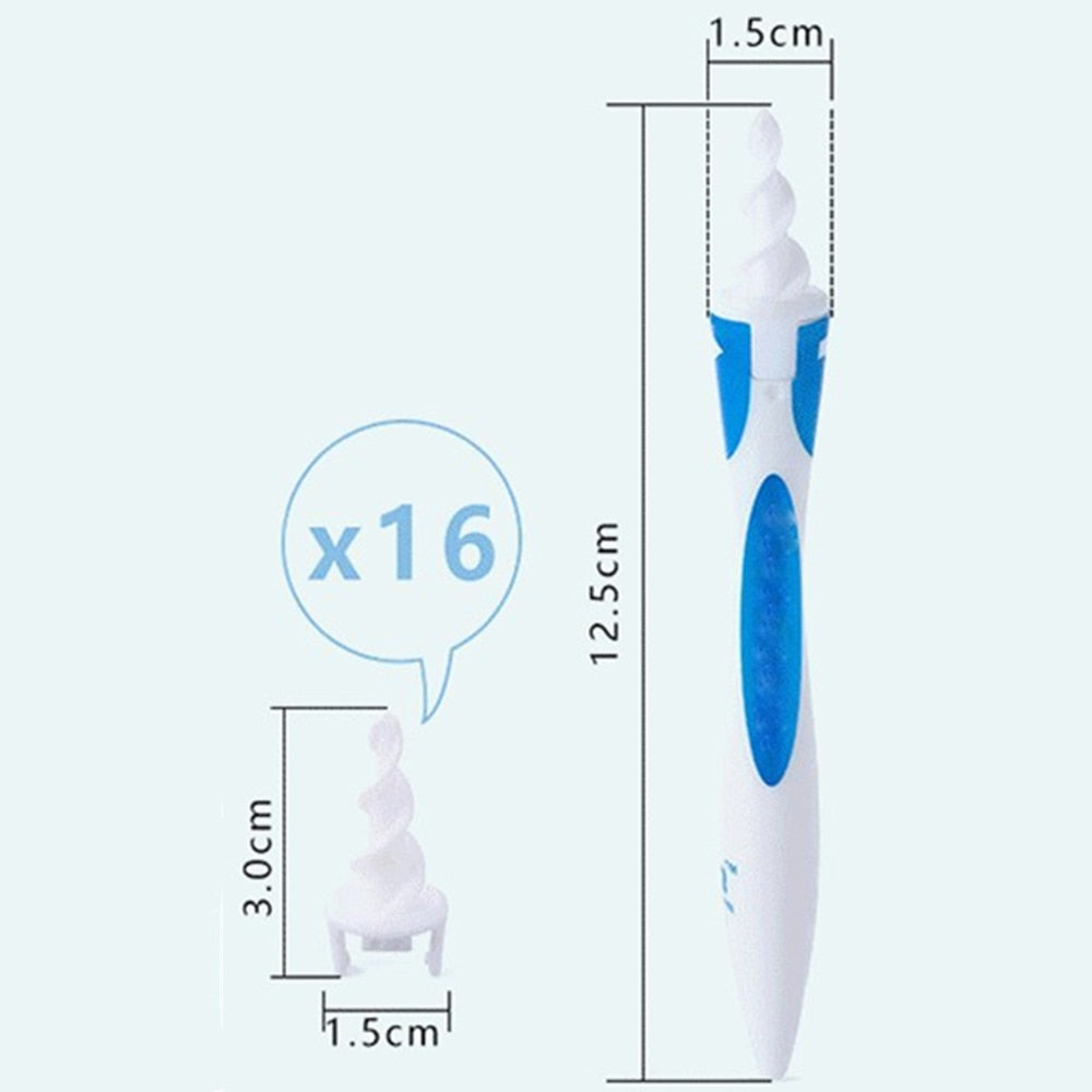 Conjunto de instrumento de silicone para limpeza de ouvido quente 16 peças em espiral macia para orelhas cuidados coma limpeza do ouvido instrumento de saúde para remoção de cera